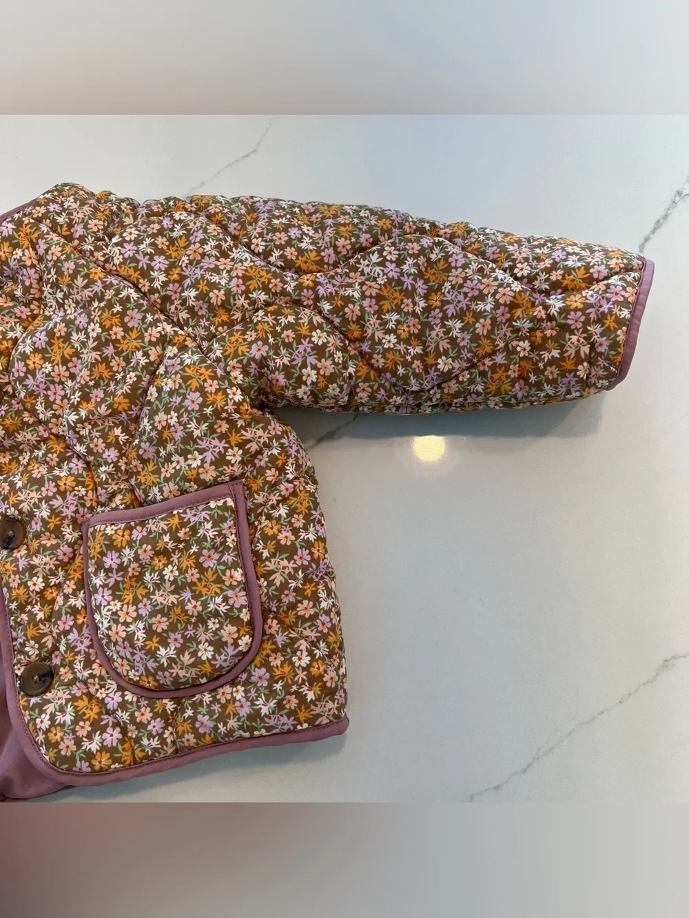 ZARA KIDS Floral Quilted Puffer Jacket - Size 1 1/2 Years